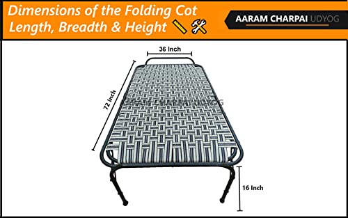 Image of Double Pipe Folding Bed Size 36 X 72 | Folding Bed for Sleeping Purpose | Extra Strong (36 inch X 72 inch)