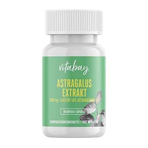 Vitabay Astragalus Extrakt | 90 vegane Kapseln | Hochdosiert mit 1600 mg hochwertigem Extrakt pro Kapsel | 10% Polysaccharide | Laborgeprüft & hergestellt aus hochwertigen Rohstoffen Cover
