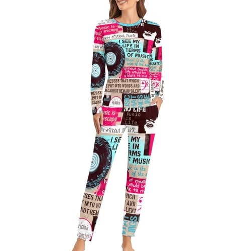Ensemble de pyjama femme musique haut de gamme en maille douce de qualité