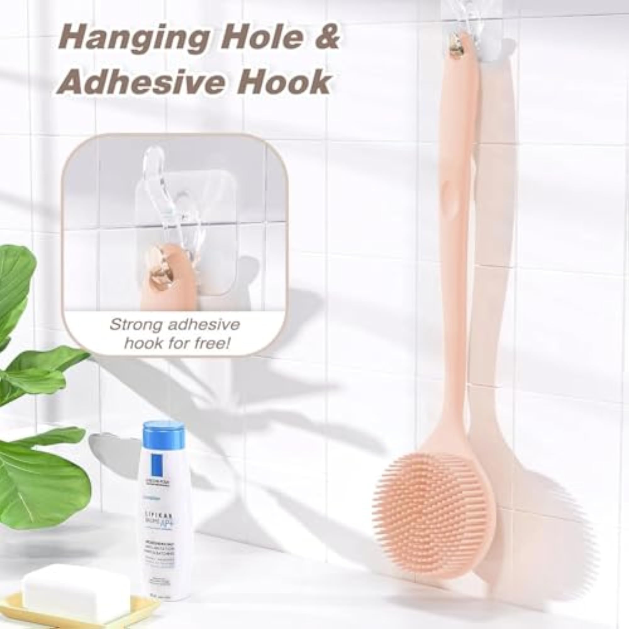 Silicone Bath Brush Long Handle for Back Cleaning