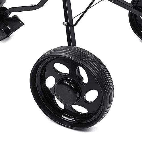 Golftrolley duwwagen Golftrolleykar IJzerzwart Verstelbare golfcaddy met 2 wielen Aluminium opvouwbare trolley met rem… - Afbeelding 6