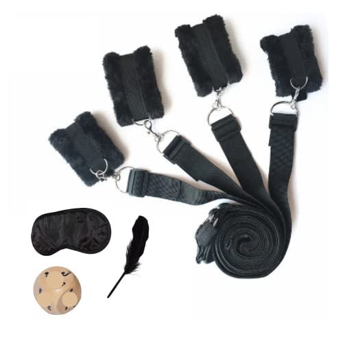 Set de juegos correas cama yoga, todo tipo de camas , para hacer yoga en casa , 1 antifaz opaco para dormir 1 dado madera de juego parejas y 1 pluma Cover