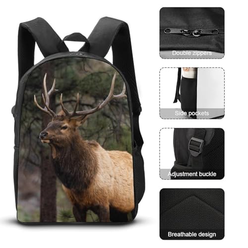 Elk Moose in The Forests Large Travel Backpacks Carry on Backpack Weekender Bag with 2 Storage Pockets for Men And Women3