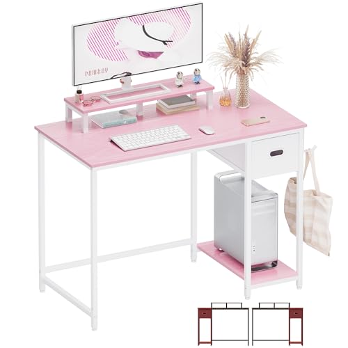 Pamray 39 Inch Computer Desk with Monitor Stand Small Home Office...