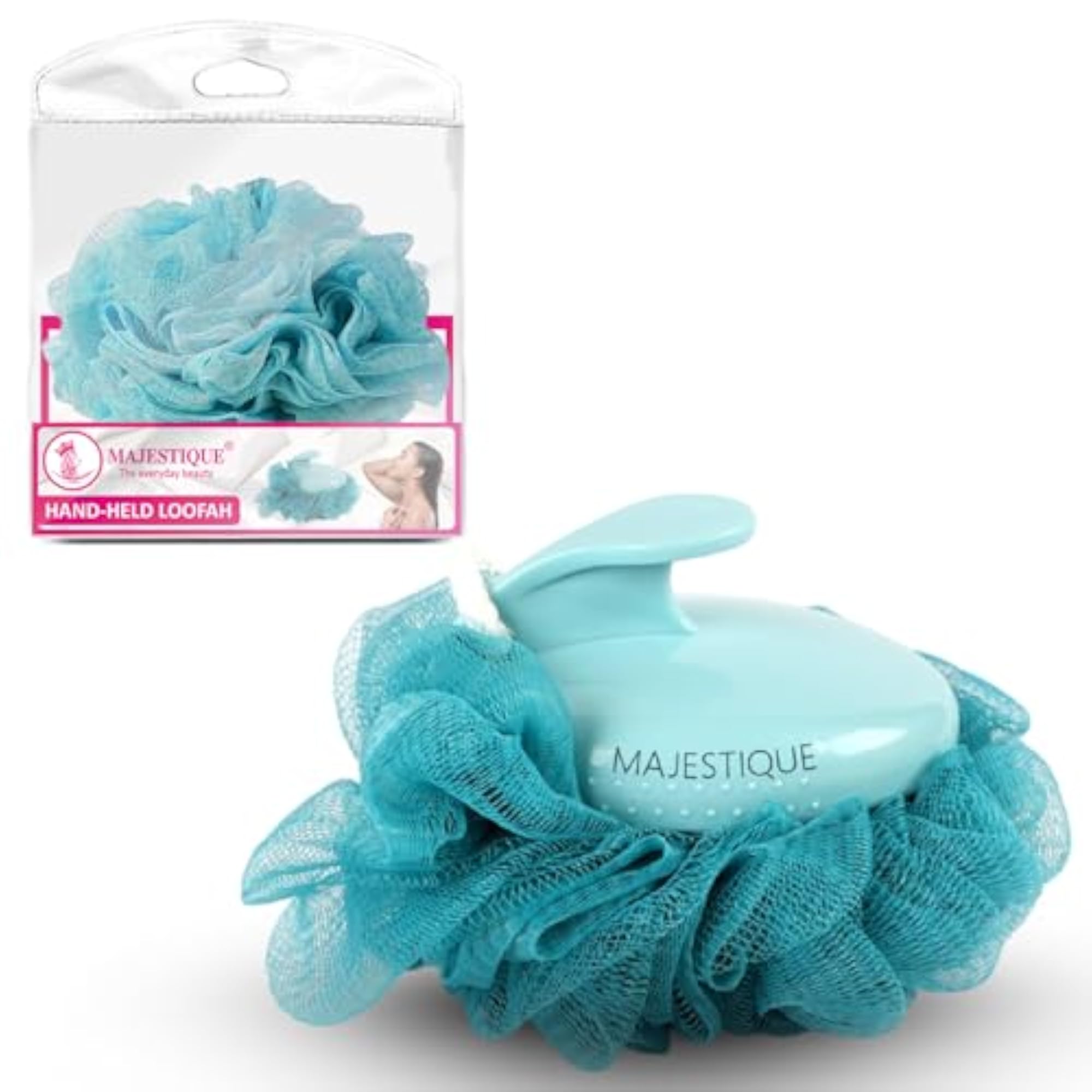 Hand-Held Loofah with Easy Grip Handle, Gentle Exfoliating Sponge