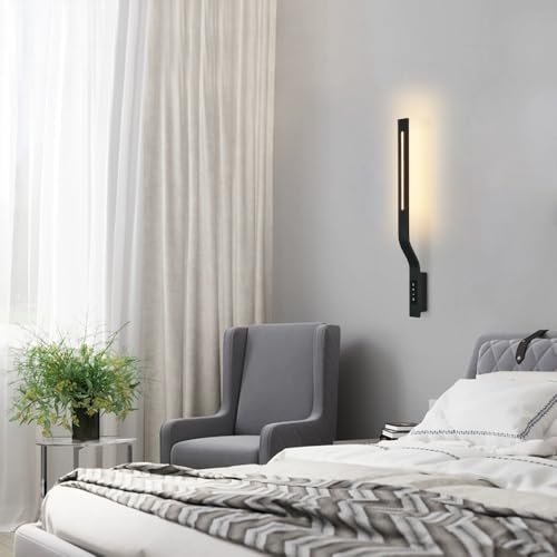Aplique de pared lineal para evitar fatiga ocular con panel táctil y luz de noche LED 12W 8