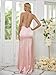 Boey Frek Satin Spaghetti Straps Mermaid Prom Dresses Blush Pink for Wedding 2026 Pleated Evening Party Dress with Slit Size 12