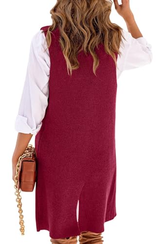 Image of IDEALSANXUN Womens Long Sweater Vest Fall Winter Sleeveless Knit Cardigan Outerwear