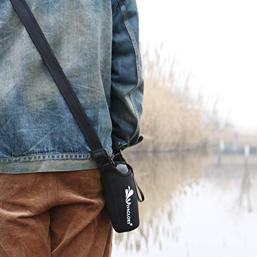 VIVAGLORY hundetrinkflasche & wasserflaschenhalter mit Schultergurt-Kombi, Hunde Trinkflasche & Wasserflaschenhalter für Unterwegs, Trinkflasche Edelstahl mit Wasserflaschenträger, 750ml, Schwarz