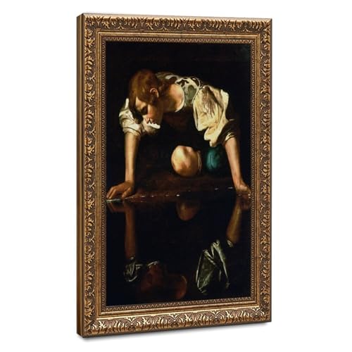 Toile Narcisse par Caravaggio grand format avec cadre suspendu