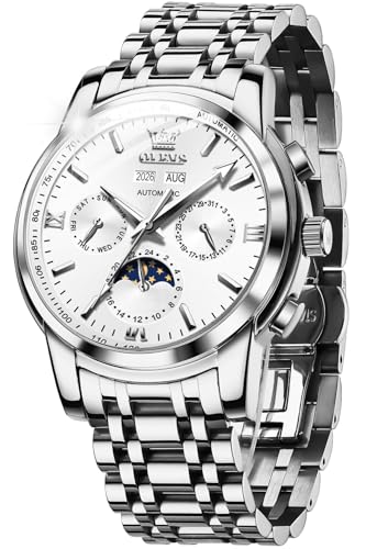 OLEVS Mens Automatic Watches Skeleton Mechanical Self Winding Luxury Fashion Dress Wrist Watch Luminous Waterproof