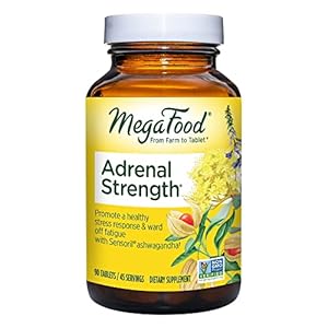 MegaFood Adrenal Strength – Supports Healthy Stress Response – Herbal Supplement with Ashwagandha and Magnesium – Gluten-Free and Made without Dairy – Vegetarian – 90 Tabs (45 Servings)
