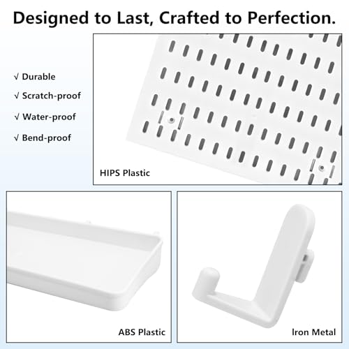 White-Pegboard-Combination-Kit-Wall-Organizer-Pegboard-Modular-Hanging-Peg-Boards-and-Accessories-Modular-Hanging-Garage-Storage-Tool-Organizer-for-Craft-Room-Kitchen-Workshop-Office-24x24inch