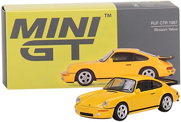 1987 Porsche RUF CTR Blossom Yellow Diecast Car, Mini GT, 1:64 Scale by True Scale Miniatures