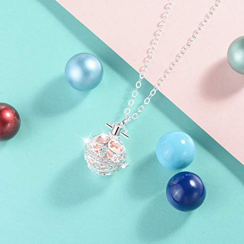Aeonslove Harmony Ball Pregnancy Bola Necklace, Vintage Cubic Zirconia Harmony Ball Locket Angel Chime Caller Bell 18Mm Mexican Bola Balls Pendant Necklaces For Women, 30"/45'' Chain(Wine Red) #TOP3