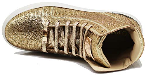 Image of Enzo Romeo Men's Fashion High Top Crystal Shimmer Rhinestone Blink Flat Sneakers Shoes