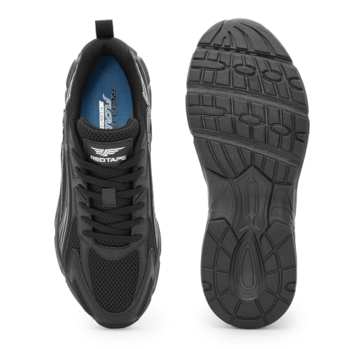 Image of Red Tape Men's Sneakers White Blue Mesh Pu Round Toe Lace-Up