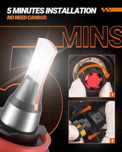 Image of SEALIGHT 9005 LED Bulbs, L2 HB3 24,000LM Super Brightness 6000K Cool White Bulbs, IP68 Waterproof, Plug and Play, 15000RPM Turbo Fan, 60000Hrs Lifespan, 1:1 Size Driving Bulbs, Pack of 2