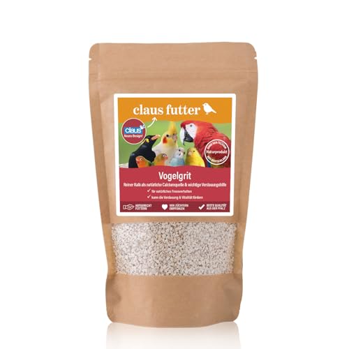 Claus Vogelgrit | 500 g | Einzelfuttermittel für Vögel | Zur Unterstützung der Verdauung und des Knochenbaus | Calciumreiche Kalkquelle | Für natürliches Fressverhalten