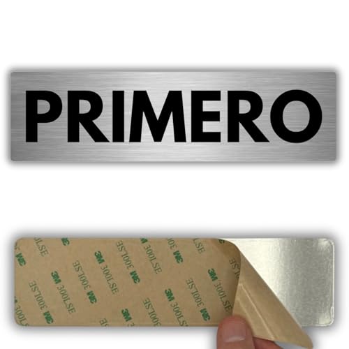 LEIASA | Señal Adhesiva Primero - 5x18 cm - Grosor 0.8 mm - Aluminio - Número 1 - Cartel Adhesivo 3M - Placa Identificativa de Piso Primero