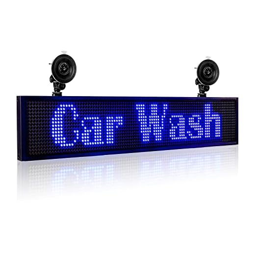 Leadleds P5 WiFi LED Car Sign Display Board Scrolling Message by Smartphone Programmable with 12V Car Cigarette Lighter and 2pcs Suction Cups (Blue)
