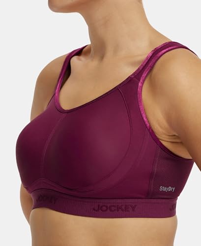 Image of Jockey MI11 Women Wirefree Non Padded Microfiber Elastane Stretch Full Coverage Active Sports Bra with StayDry Treatment