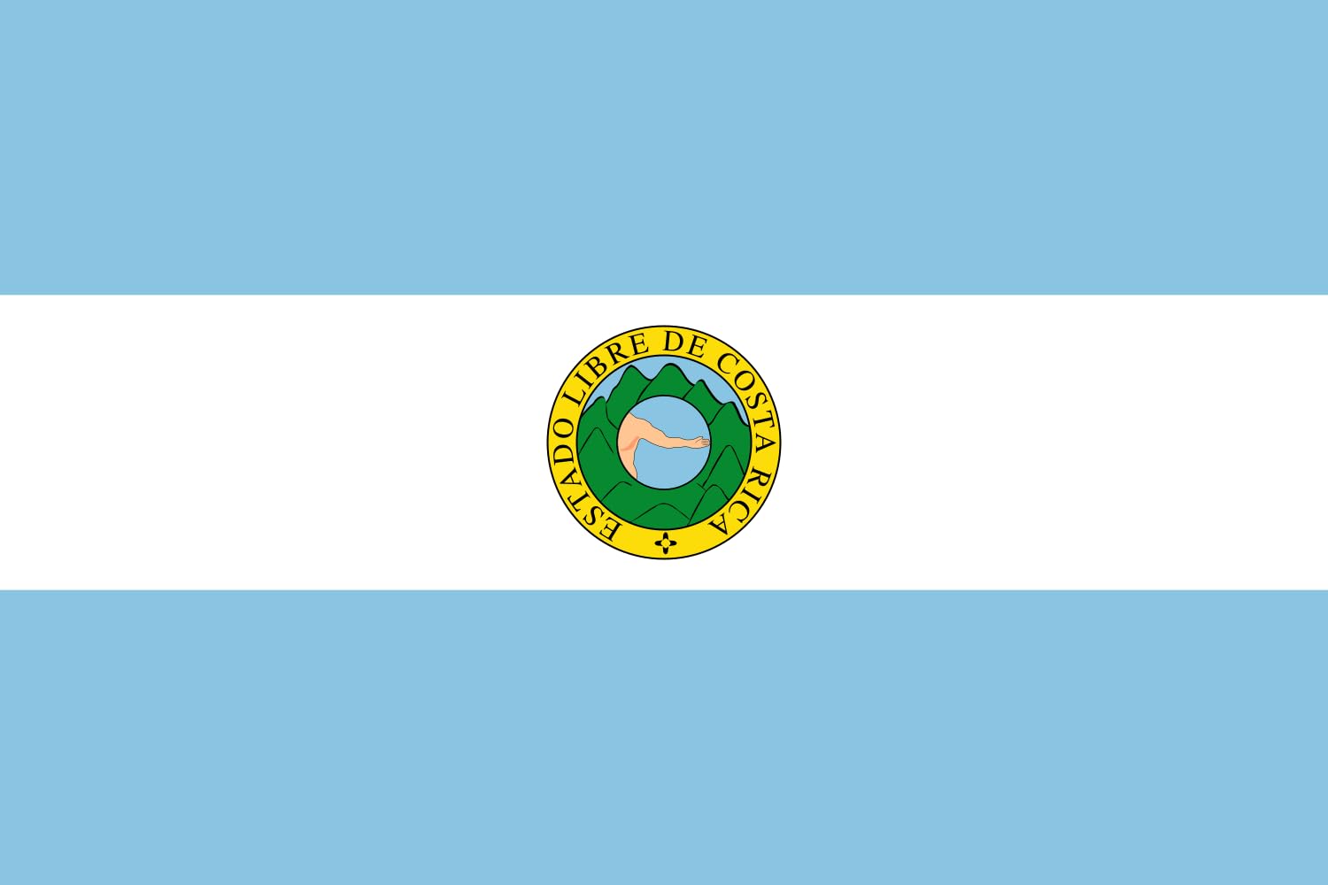 Drapeau Costa Rica 1842-1848 large en maille de haute qualité pour mât