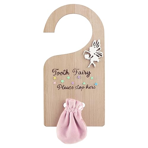Qunclay Tooth Fairy Tooth Holder Door Hanger Bag Baby Teeth Keepsake Container for Lost Teeth Kids Boys Girl Milk Encourage Gift(Modern Style)