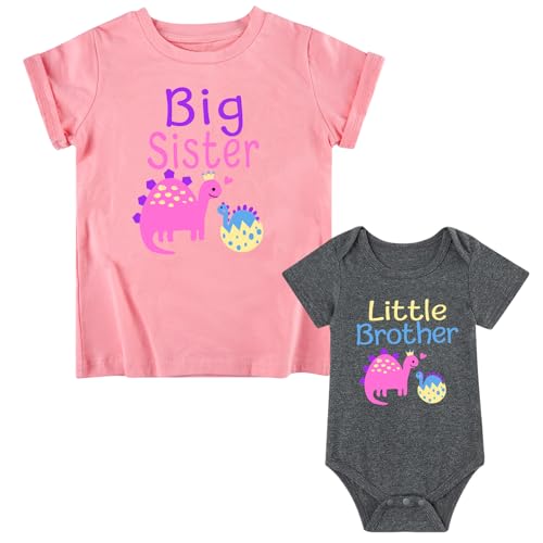 Funnycokid Big Sister Little Brother Outfit Matching Dinosaur Egg 3T 0-3M