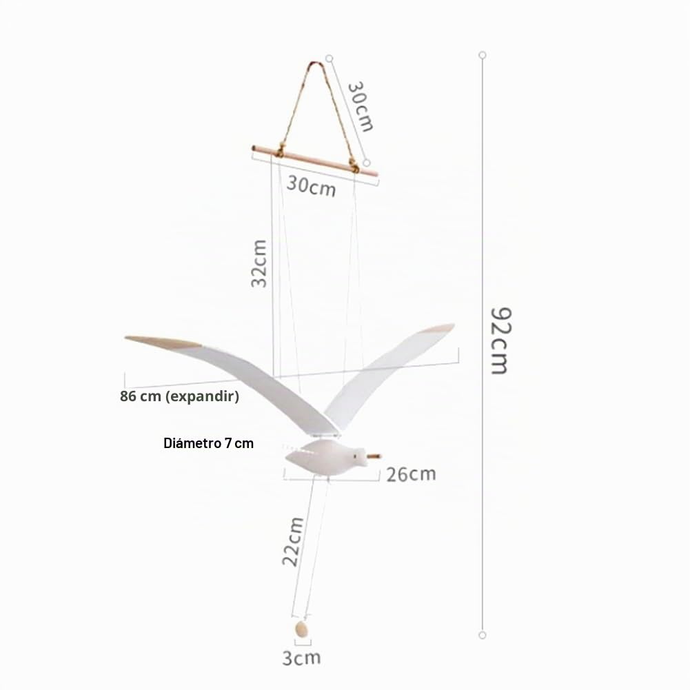 Gaviotas AltíSimas Colgantes de ala MóVil, DecoracióN de Gaviota Voladora de Madera, Colgante de Techo, DecoracióN de Pared NáUtica úNica para el Hogar