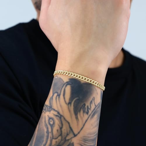 Nuragold 14k Real Yellow Gold Miami Cuban Link 4.5mm Chain Bracelet (7"-9") Italian Jewelry for Men & Women2