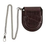 minkissy 棕色竹節模様ヴィンテージ懐中時計ケース 軽量耐久ポケットウォッチホルダー 携帯に便利 男女兼用ベルト付きコインポーチスル