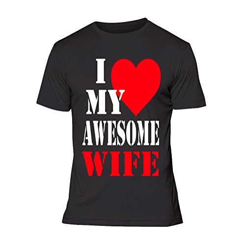 fresh tees® I Heart My Awesome Wife T Shirt (Medium, Black)