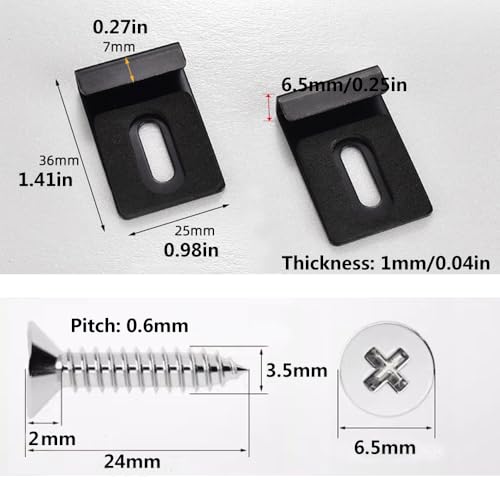 Image of 8Pcs Black Metal Mirror Clips Heavy Duty Mirror Holder Frameless Retainer Clip Hooks Hanging Hardware Tile Hanger Bracket for Wall Mounting Mirror Billboard with Screws and Expansion Tube