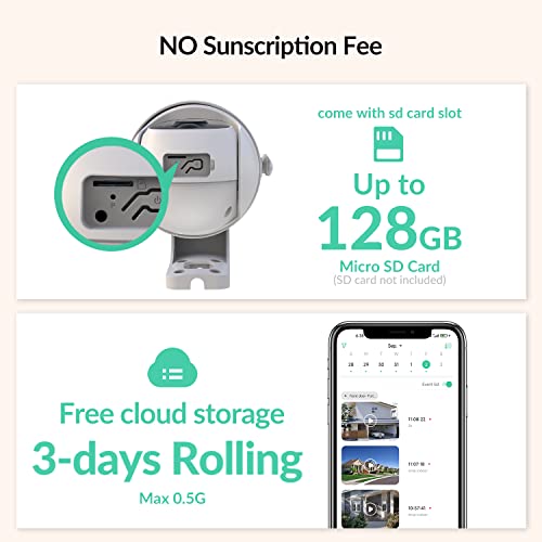 Wireless Solar Outdoor Security Ptz Ai Motion Detection Audio Wifi Camera,Home Security,Spotlight Colorful Night Vision,360 View,Ip65 Waterproof,Pir Alarm,Rechargeable Battery,2-Way Speak,Sd /Cloud #TOP7