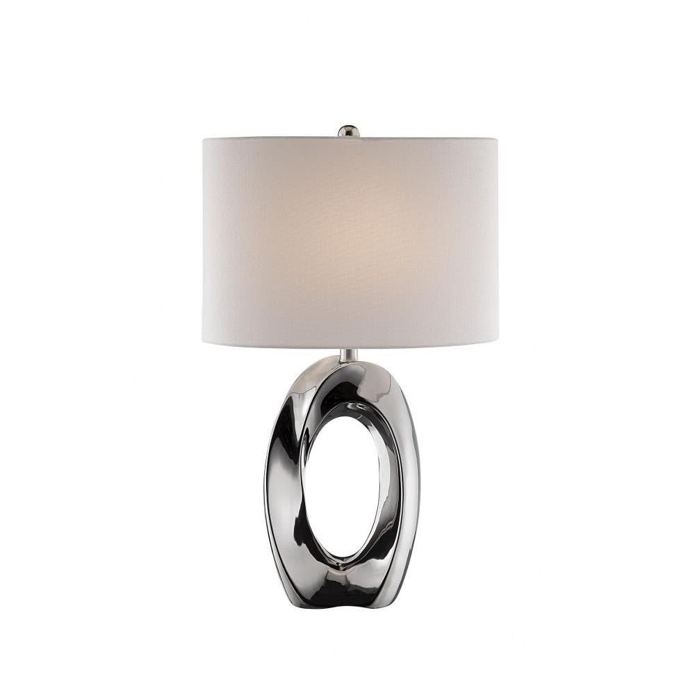 Lite Source Table LAMP Ceramic Body White Fabric Shade E27 Type A 150W LS-23184