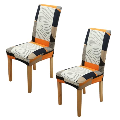 Image of P-PLUS INTERNATIONAL Dining Room Chair Covers Stretch Parsons Chair Slipcover Dining Chair Cover Stretch Dining Chair Cover Kitchen Parsons Chair Slipcovers Removable Seat Protector (Set of 2)