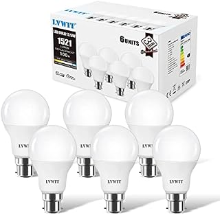 Natural B22 Bayonet LED Bulbs, 8W A60 Bayonet LED Light Bulb,60W Equivalent, 4000K Neutral White GLS Bulb B22,806Lm, Energy Saving Light Bulbs,Not-Dimmable(Pack of 6)