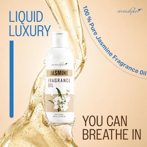 Image of Aromahpure Jasmine Aroma Oil | 100ml Undiluted & Natural | Long-Lasting Scent for Aromatherapy, Candle & Soap Making, Diffusers, Room Freshener, Humidifier, Bathroom Revitalizer & Home Essentials