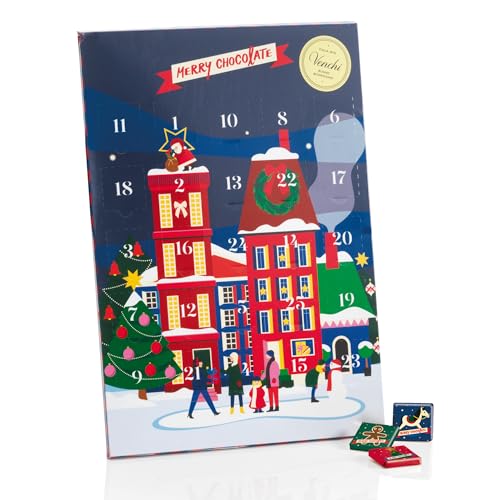 Calendarios de adviento de chocolate 55 Venchi, Calendario de Adviento 2025 Clásico, 24 Bombones Assortidos Granblend de Leche y Extra Amargo al 75%, Edición Limitada, 181 Gr, Sin Gluten, Sin Colorantes