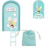 MAXI NONA MAXINONA.COM Puerta Ratoncito Pérez - 12 certificados con Forma de Medalla - Pegatina Ratón Pérez para la Puerta - Regalo Original para niños y niñas de 5 a 8 años (Azul Turquesa)