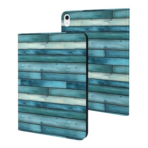 Coque iPad 11" 2025 effet bois vert rétro avec support réveil
