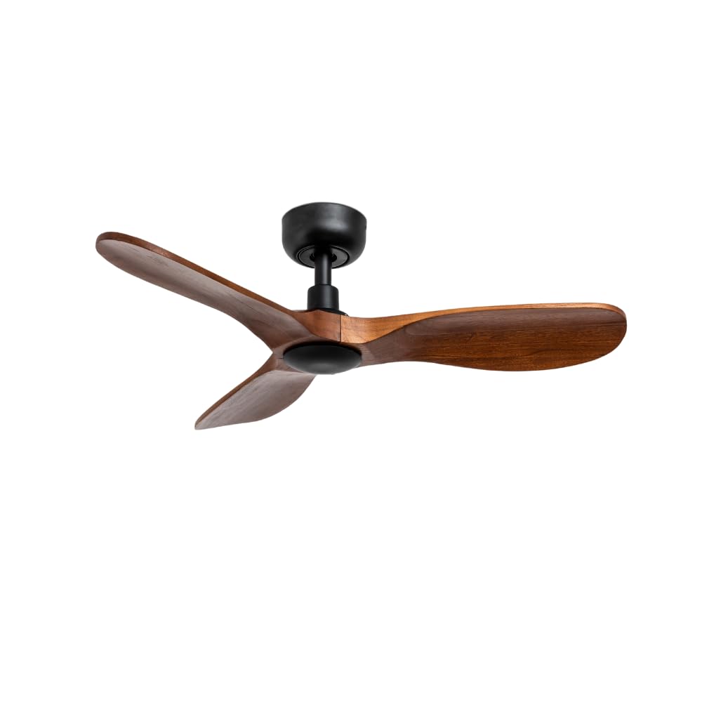 / ROWIND MINI/Ventilador de techo negro/madera nogal sin luz, Ø90 cm/Ultra Silencioso, bajo consumo, 6 Velocidades, Mando a distancia, Verano-Invierno, temporizador
