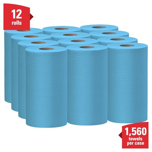 Image of WypAll GeneralClean X60 Cloths Multi-Task Cleaning Wipes (35411), Strong and Absorbent Towels, Blue (130 Sheets /Roll, 12 Rolls, 1,560 Sheet Total)