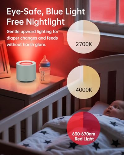 Image of Sleep Sound Machine: Red Light Therapy White Noise Sound Machine with 38 Soothing Sounds & Calming Womb Soother, Memory Function, Dimmable Nursery Night Light with Timer for Baby Adult Gift (Slate)