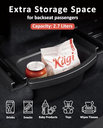 Image of for Tesla Model Y Juniper Refresh 2026 2025 Rear Center Console Trash Can Garbage Bin, 2nd Row Under Seat Storage Box Organizer Tesla Y Accessories, Perfect Fit, TPE