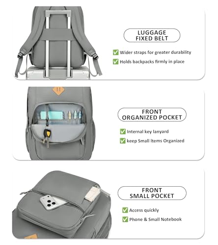 Image of abshoo Classical Basic Womens Travel Backpack For College Men Water Resistant Large Bookbag (Grey)