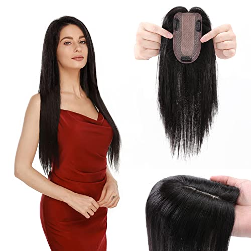 Haarperlen Clips Silber Remy Echthaar Damen Toupee Toupet Topper Clip In Damen Haarteile Hair Perücke DE Toupet Damen Echthaar