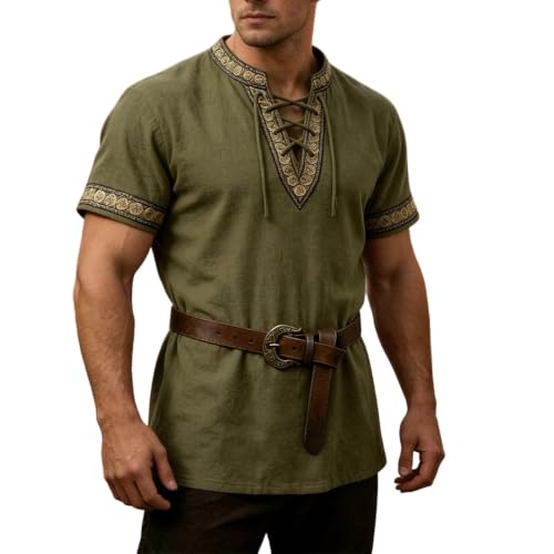 Camisa pirata de manga corta para ferias medievales y recreación histórica