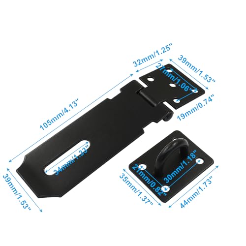 Verkelly 2 Pack 4 Inch Door Locks Hasp Latch, Stainless Steel Door Hasp Latch Lock, Safety Packlock Clasp Hasp Lock Latch with Screws(Black) - Image 2